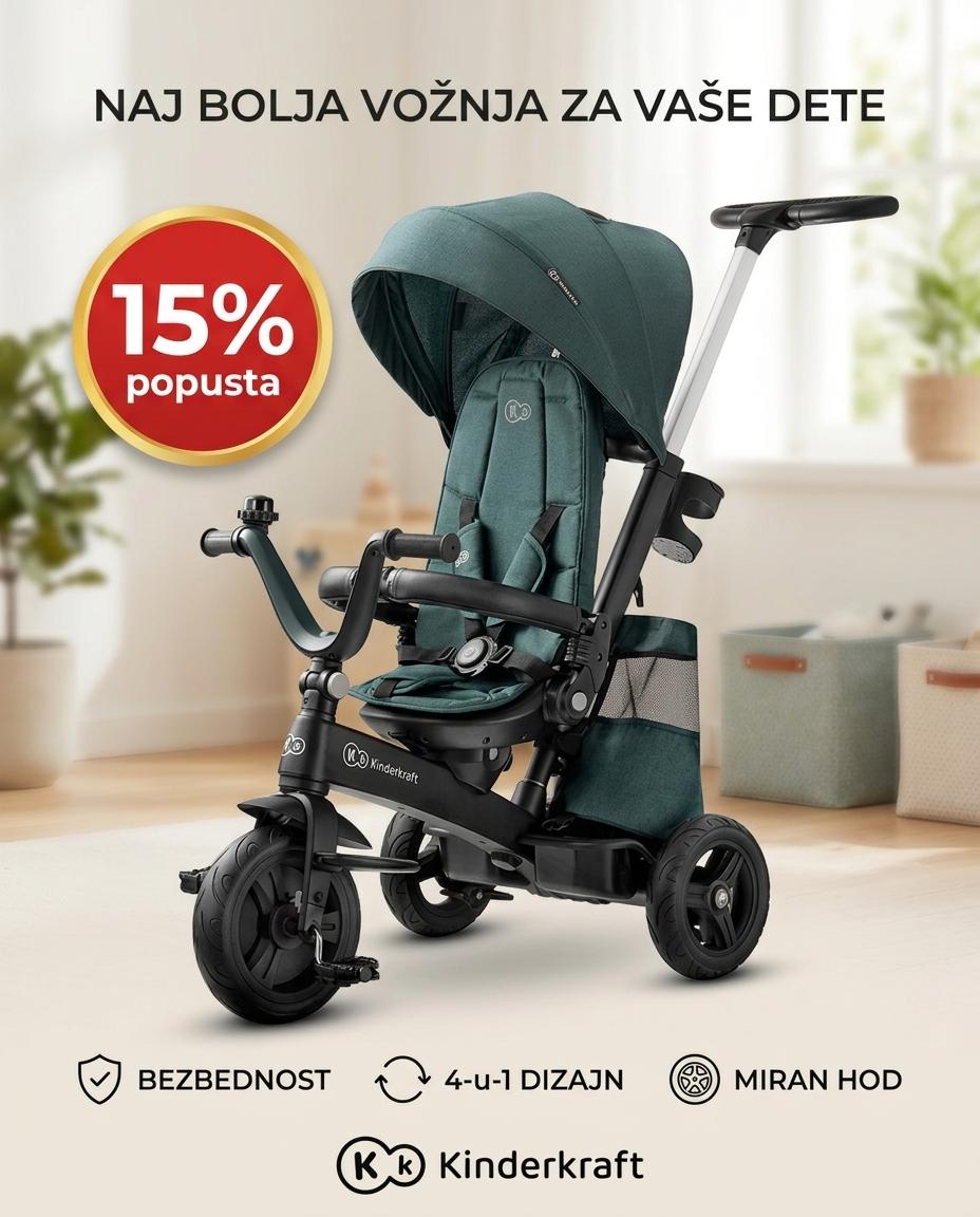 KINDERKRAFT TRICIKL EASY TWIST 2U1 GREEN